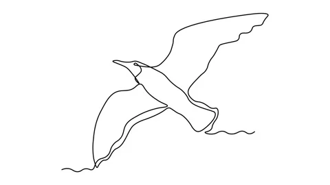 Abstract seagull bird. Self drawing animation one continuous line draw, logo Stock Footage 279058029