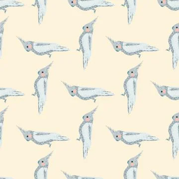 Abstract seamless animal bird pattern in simple style with cockatoo bird shap Stock Illustration
