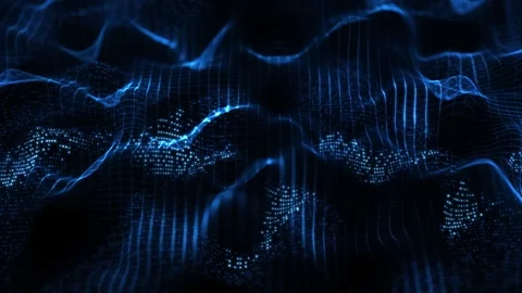 Abstract seamless animation of mesh glowing dots digital luxurious wave par.. Stock Footage 317441704