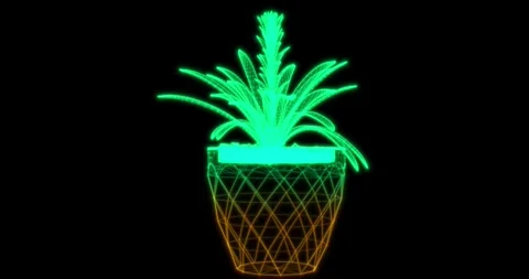 Abstract seamless animation with a rotating model of a potted plant Stock Footage 328652397