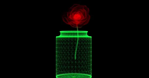 Abstract seamless animation with a rotating model of a rose in a jar, made i Stock Footage 328652433