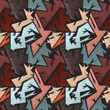 Abstract seamless backdrop with curved geometry pattern and grunge spots Stock Illustration