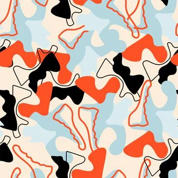 Abstract seamless backdrop with hand drawn chaotic shapes and lines Stock Illustration