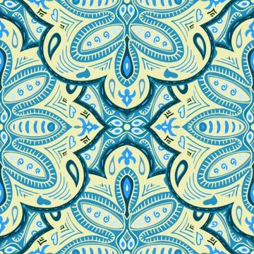 Abstract seamless background of bright ornate elements. Decorative pattern. C 스톡 일러스트