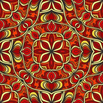 Abstract seamless background of bright ornate elements. Decorative pattern. Illustrazione stock
