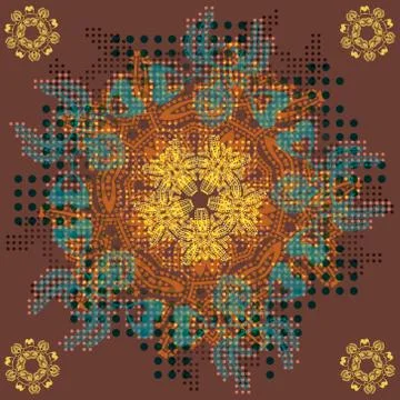 Abstract seamless background of circular patterns of brown heart Stock Illustration