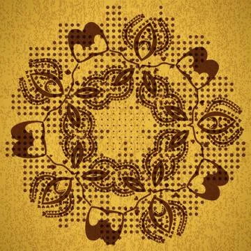 Abstract seamless background of circular patterns antique gold h Stock Illustration
