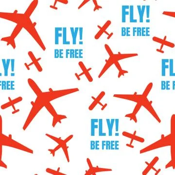 Abstract seamless background design cloth texture with flying airplane. Creative Illustration