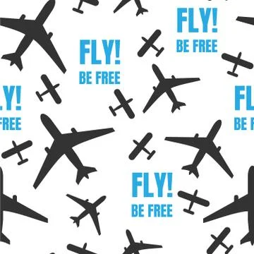 Abstract seamless background design cloth texture with flying airplane. Creative イラスト素材