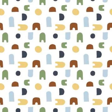 Abstract seamless background of drawn geometric elements, abstract shapes. Fo Stock Illustration