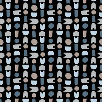 Abstract seamless background of drawn geometric elements, abstract shapes. Stock Illustration