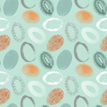 Abstract seamless background. Eggs circles ovals in sketch style. Easter. Stock Illustration