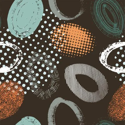 Abstract seamless background. Eggs circles ovals in sketch style. Easter. Stock Illustration