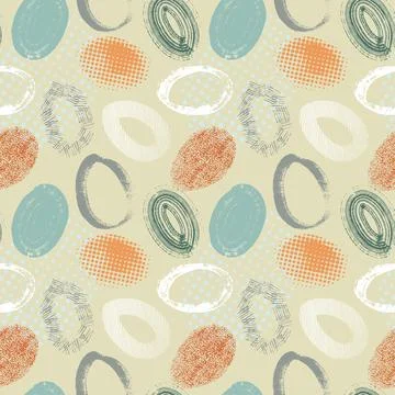 Abstract seamless background. Eggs circles ovals in sketch style. Easter. Stock Illustration