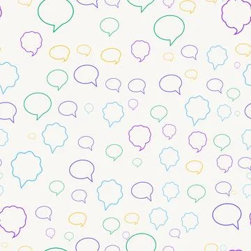 Abstract seamless background featuring thin sketch speech bubble icons Illustrazione stock