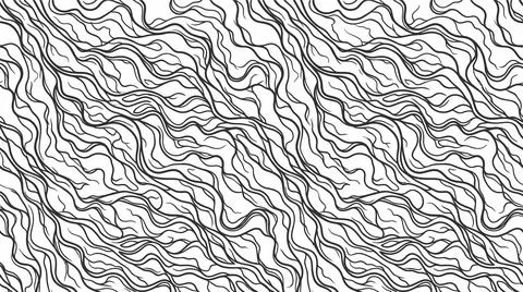 Abstract seamless background with flowing wavy lines monochrome hand drawn .. Stock Illustration