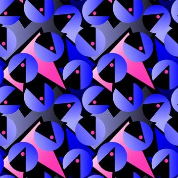 Abstract seamless background with gradient circle elements and curved geometry g Illustrazione stock