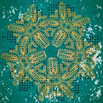 Abstract seamless background of green circular patterns hearts i Stock Illustration