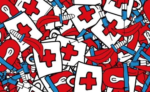 Abstract seamless background. Grunge texture of chaotic elements of red, blue Stock Illustration