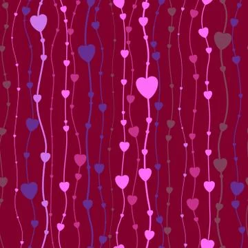 Abstract seamless background of hearts hanging from ropes イラスト素材