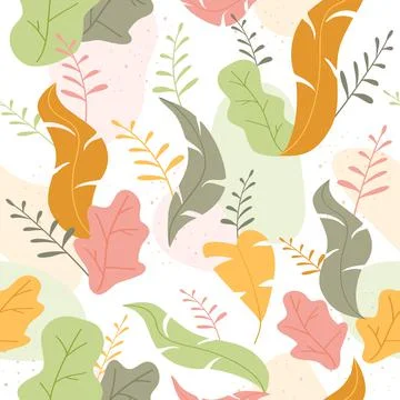Abstract Seamless Background with Leaves Illustration