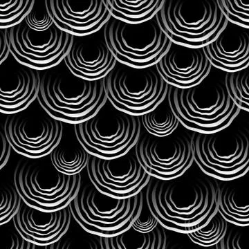 Abstract seamless background, lines and circles, black and white Stock Illustration