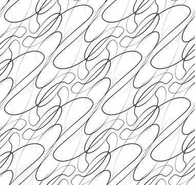 Abstract seamless background / pattern with squiggly lines. Monochrome repeat イラスト素材