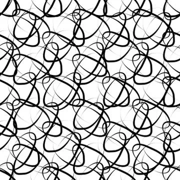 Abstract seamless background / pattern with squiggly lines. Monochrome repeat Stock Illustration