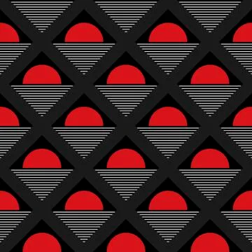 Abstract seamless background with red half circle and triangle Stock Illustration