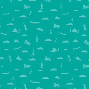 Abstract seamless background. Travel elements pattern Stock Illustration
