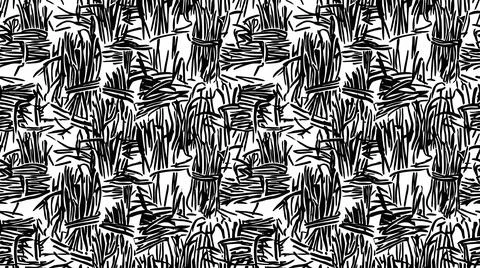 Abstract seamless black and white pattern with bundles of grass or straw. Stock Illustration