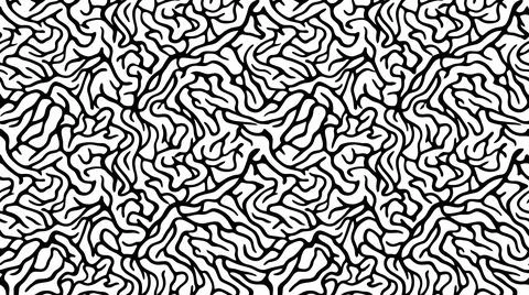 Abstract seamless black and white organic tangled lines pattern. Stock Illustration