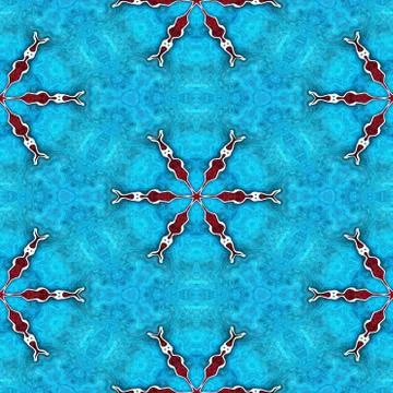 Abstract seamless blue texture or background with red snowflakes with frozen Stock Illustration