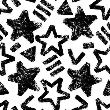 Abstract seamless bold stars pattern. Grunge urban pattern black color on t.. Stock Illustration