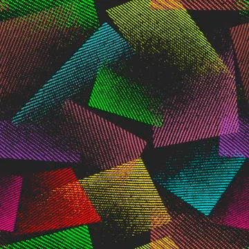 Abstract seamless chaotic pattern with urban geometric elements. 스톡 일러스트