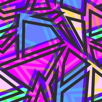 Abstract seamless chaotic pattern with urban geometric elements triangles. Gr イラスト素材