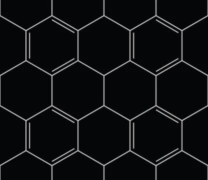 Abstract seamless chemical background - pattern on black Stock Illustration