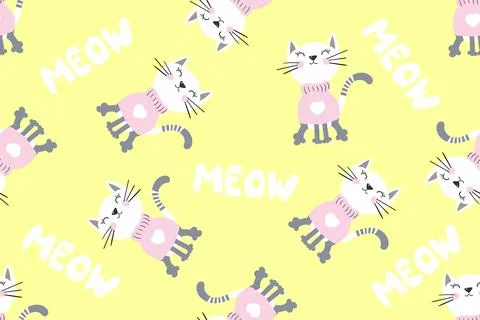 Abstract seamless childish pattern. Girlish repeated backdrop on yellow Stock Illustration