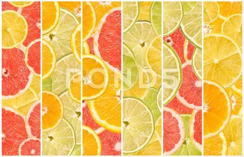 Abstract Seamless Collage Of Summer Fruits Stock Photos