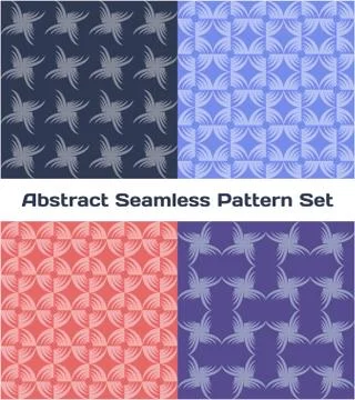 Abstract seamless color pattern set. Vector illustration Stock Illustration