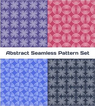 Abstract seamless color pattern set. Vector illustration Stock Illustration