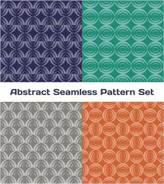 Abstract seamless color pattern set. Vector illustration Stock Illustration