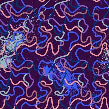 Abstract seamless colorful pattern with chaotic wave lines Illustrazione stock