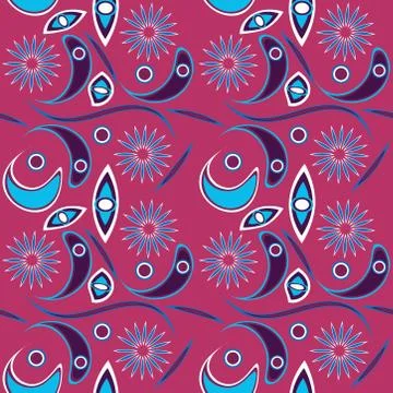Abstract seamless colorful pattern exotic shapes backgrounds Stock Illustration