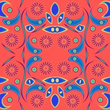 Abstract seamless colorful pattern exotic shapes backgrounds Stock Illustration