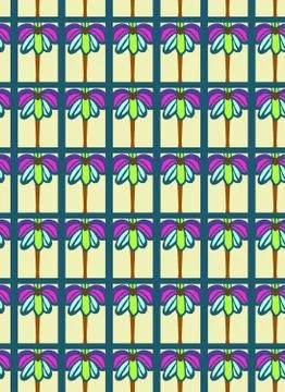 Abstract seamless colorful pattern with palm tree leaves Stock Illustration