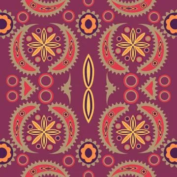 Abstract seamless colourful pattern exotic shapes backgrounds Stock Illustration