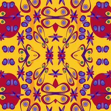 Abstract seamless colourful pattern exotic shapes backgrounds Stock Illustration