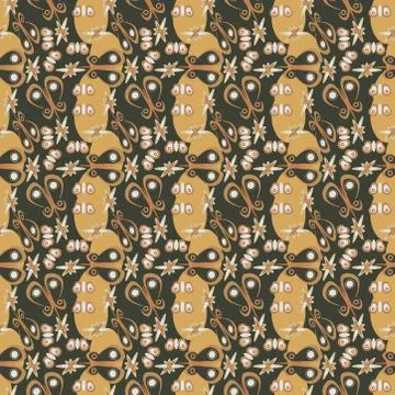 Abstract seamless colourful pattern exotic shapes backgrounds Stock Illustration