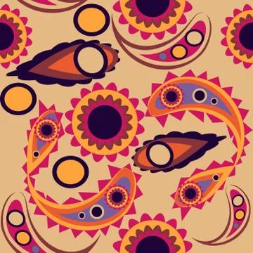 Abstract seamless colourful pattern exotic shapes backgrounds Stock Illustration